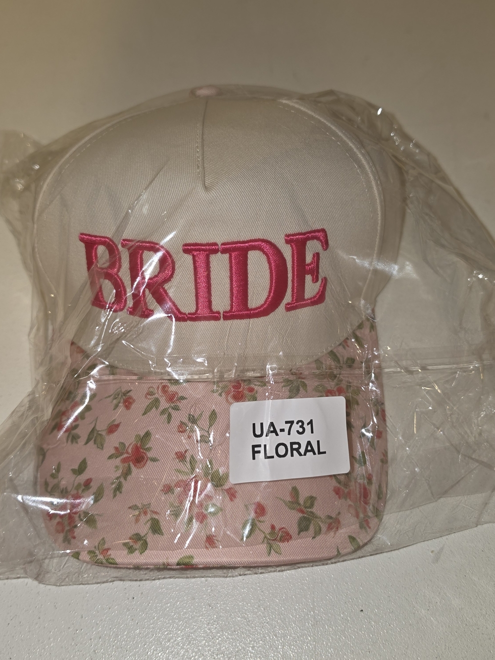 Bride Embroidered Floral Baseball Cap - Pink